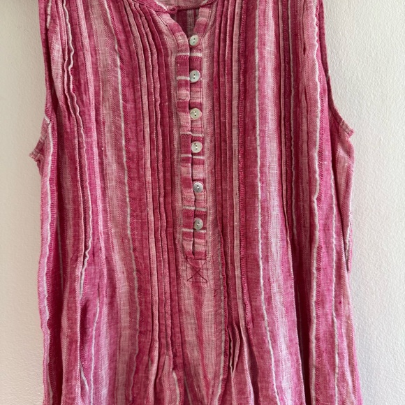Faherty Isha Pink Granita Stripe Linen Blend Dress sized Medium - Picture 7 of 10